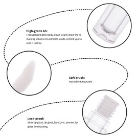 YITOU 12PCS Lip Glaze Bottle Empty 5ml, Transparent Cosmetic Containers with Applicator Lip Gloss Tube Making Kit Lipstick Bottle for Homemade Foundation Sample Cute Bulk Wholesale(0.81oz)