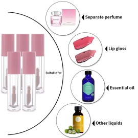 YITOU 12PCS Lip Glaze Bottle Empty 5ml, Transparent Cosmetic Containers with Applicator Lip Gloss Tube Making Kit Lipstick Bottle for Homemade Foundation Sample Cute Bulk Wholesale(0.81oz)