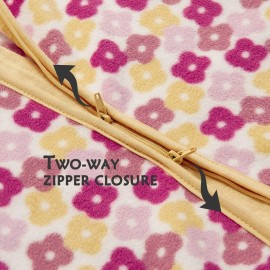 DaysU Micro Fleece Baby Sleep Sack 18-24 Months, 1.0 TOG Baby Sleeveless Wearable Blanket with 2-Way Zipper, Sleeping Bag for Baby Girl, 1 Pack, Flower