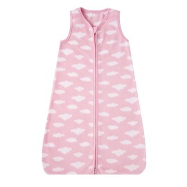 DaysU Micro Fleece Baby Sleep Sack 6-12 Months, 1.0 TOG Baby Sleeveless Wearable Blanket with 2-Way Zipper, Sleeping Bag for Baby Girl, 1 Pack, Pink Cloud