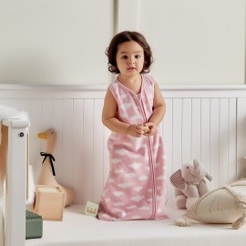 DaysU Micro Fleece Baby Sleep Sack 6-12 Months, 1.0 TOG Baby Sleeveless Wearable Blanket with 2-Way Zipper, Sleeping Bag for Baby Girl, 1 Pack, Pink Cloud