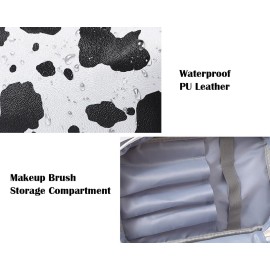 IMCUZUR Travel Makeup Bag for Women, Water-resistant Cosmetic Organizer, Cute Cow Print Make Up Bag (Cow)