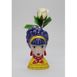 Cosmos Gifts Lady Purple Hair Makeup Brush Holder/Vase, 3 1/2 x 3 1/8 x 6 1/4 H, Multi-Colored