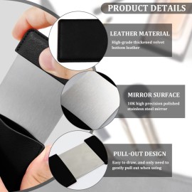 BangBoom Portable Travel Mirror with Protective Cover, Stainless Steel Mirror Compact Ultra Thin, Rectangle Makeup Vanity Mirror Small, Handheld Mirror for Women, Girl, Purses, Pocket (Black)