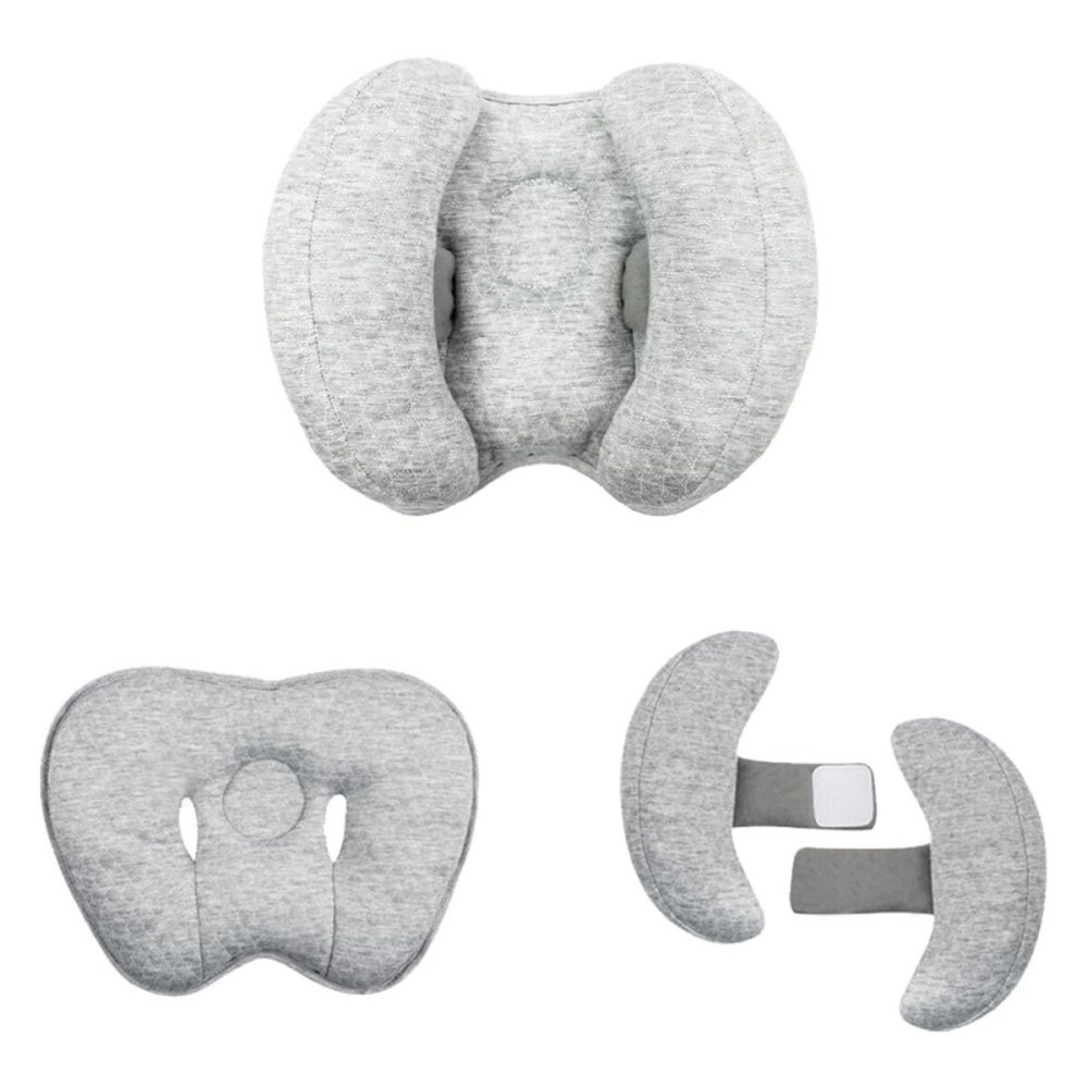 Blublu Park 2 in 1 Baby Support Pillow, Banana Shape Baby Neck Head Travel Pillow Stroller Insert Cushion for Kids, Toddler, Gray