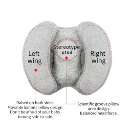 Blublu Park 2 in 1 Baby Support Pillow, Banana Shape Baby Neck Head Travel Pillow Stroller Insert Cushion for Kids, Toddler, Gray