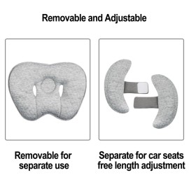 Blublu Park 2 in 1 Baby Support Pillow, Banana Shape Baby Neck Head Travel Pillow Stroller Insert Cushion for Kids, Toddler, Gray