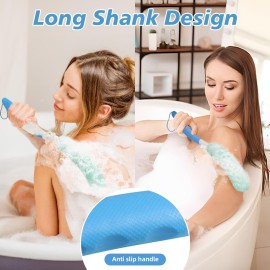 KkaFFeKkaFFe Shower Back Brush With Long Handle, 15.35 Body Brush, Back Scrubber for Men Women, Handled Sponge Body Exfoliator, Loofah Scrubber for Aid Bathing