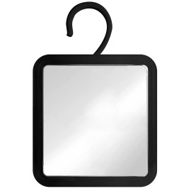 MIRRORVANA Hanging Fogless Shower Mirror for Shaving with 360 Rotatable Swivel Hook - Anti Fog and Shatterproof 6.3 x 6.3 Surface (Black)