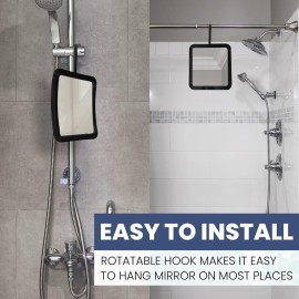 MIRRORVANA Hanging Fogless Shower Mirror for Shaving with 360 Rotatable Swivel Hook - Anti Fog and Shatterproof 6.3 x 6.3 Surface (Black) MIRRORVANA Hanging Fogless Shower Mirror for Shaving with 360 Rotatable Swivel Hook - Anti Fog and Shatterproof 6.3 x 6.3 Surface (Black)