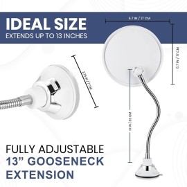 MIRRORVANA Flexible Round Fogless Shower Mirror for Shaving with Height Adjustable Gooseneck Extension, 360 Swivel and Upgraded Suction Cup - Shatterproof 6.7 Diameter Surface