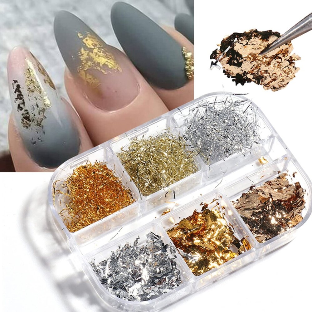 Glitter Nail Foils Flakes, Holographic Sparkly Ultra-Thin Aluminum Foil Nail Decorations, DIY 3D Nail Art Tips Glitter Nail Foils Flakes, Holographic Sparkly Ultra-Thin Aluminum Foil Nail Decorations, DIY 3D Nail Art Tips