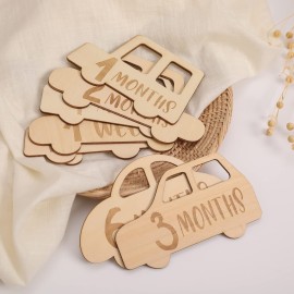 let\'s make Baby Monthly Milestone Cards | 15 Pcs Wooden Milestone Car Signs from Newborn to 1 Year | Baby Birth Announcement Sign for Baby Shower & Photo Props