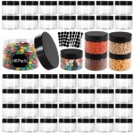 EkkoVla 40 Pack 6 oz Clear Plastic Jars Wide Mouth Round Containers with Black Lids BPA FREE, Empty Multi-use Refillable Storage Jar with Airtight Lid for Cosmetics Beauty Products
