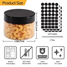 EkkoVla 40 Pack 6 oz Clear Plastic Jars Wide Mouth Round Containers with Black Lids BPA FREE, Empty Multi-use Refillable Storage Jar with Airtight Lid for Cosmetics Beauty Products