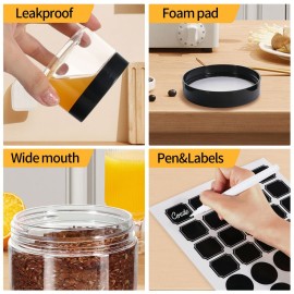 EkkoVla 40 Pack 6 oz Clear Plastic Jars Wide Mouth Round Containers with Black Lids BPA FREE, Empty Multi-use Refillable Storage Jar with Airtight Lid for Cosmetics Beauty Products