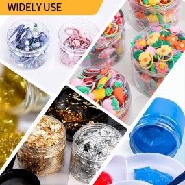 EkkoVla 40 Pack 6 oz Clear Plastic Jars Wide Mouth Round Containers with Black Lids BPA FREE, Empty Multi-use Refillable Storage Jar with Airtight Lid for Cosmetics Beauty Products