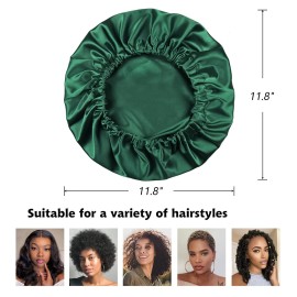 Alnorm Sleep Caps Satin Lined Hair Bonnets for Black Women Dark Green