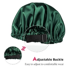 Alnorm Sleep Caps Satin Lined Hair Bonnets for Black Women Dark Green