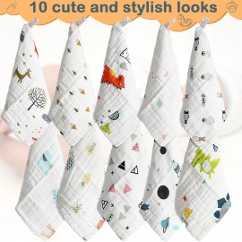 Chumia 20 Pack Baby Muslin Burp Cloths Baby Wash Cloths with Sensitive Skin 6 Layer Cotton Face Towels Bath Towel Absorbent for Toddler Kids Shower10 x 10 Inch