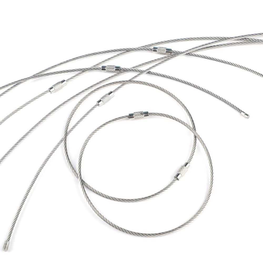 Pawfly 10 Inch Wire Keychain Cable Large Stainless Steel Key Ring Loop Holder for Outdoor Hiking Heavy Duty Connectable Luggage Tag Keeper for Sport and Travel, 20 Pack