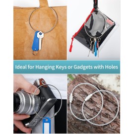 Pawfly 10 Inch Wire Keychain Cable Large Stainless Steel Key Ring Loop Holder for Outdoor Hiking Heavy Duty Connectable Luggage Tag Keeper for Sport and Travel, 20 Pack