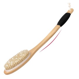 OWIIZI Bath Brush with Cellulite Massagers, Wooden Curved Long Handle Antiskid Dry Brushing Body Brush for Exfoliating, Natural Bristle Back Scrubber for Shower Use Wet or Dry for Men Women Elders OWIIZI Bath Brush with Cellulite Massagers, Wooden Curved Long Handle Antiskid Dry Brushing Body Brush for Exfoliating, Natural Bristle Back Scrubber for Shower Use Wet or Dry for Men Women Elders