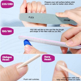 FANDAMEI Matte Press on Nails Medium Length, 24 Packs 576PCS Medium Coffin Fake Nails Full Cover, Acrylic Short Ballerina False Nail tips with Nail Glue, Nail Adhesive Tabs, Nail File for Nail Art DIY