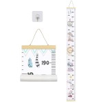 Baby Growth Chart, Height Wall Chart for Kids, 79 x 7.9in Wooden Frame Canvas Measurement Hanging Ruler for Childs Room Decoration (Animal)