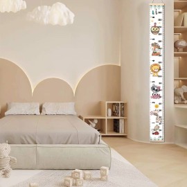 Baby Growth Chart, Height Wall Chart for Kids, 79 x 7.9in Wooden Frame Canvas Measurement Hanging Ruler for Childs Room Decoration (Animal)