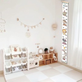 Baby Growth Chart, Height Wall Chart for Kids, 79 x 7.9in Wooden Frame Canvas Measurement Hanging Ruler for Childs Room Decoration (Animal)