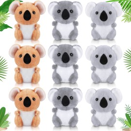 9 Pcs Koala Bear Plush Mini Stuffed Animal Small Koala Bear Keychain Plush Soft Huggable Bulk Toy Forest Stuffed Animals Set for Kids Birthday Party Favors Gifts Award, 4 Inches