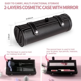 Makeup Brushes, Makeup Brush Set Professional, Travel Makeup Brushes, Premium Synthetic Foundation Powder Concealer Eyeshadow Blush, Face Makeup Brushes with makeup brush bag (Black and silver)