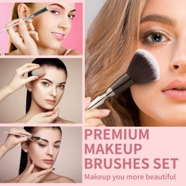 Makeup Brushes, Makeup Brush Set Professional, Travel Makeup Brushes, Premium Synthetic Foundation Powder Concealer Eyeshadow Blush, Face Makeup Brushes with makeup brush bag (Black and silver)
