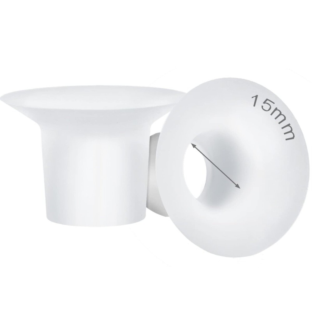 MompMuir 15mm Silicone Flange Inserts Compatible with Momcozy S9 Pro S10 S12 Pro, Paruu P10 P3 R12, TSRETE, kmaier, MomWills, for Spectra S1/S2, Medela Breast Pump, Reduce 24-25mm Tunnel to 15mm, 2pcs