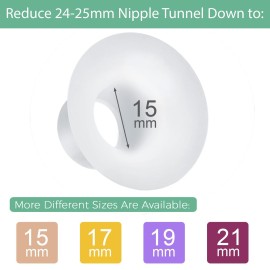 MompMuir 15mm Silicone Flange Inserts Compatible with Momcozy S9 Pro S10 S12 Pro, Paruu P10 P3 R12, TSRETE, kmaier, MomWills, for Spectra S1/S2, Medela Breast Pump, Reduce 24-25mm Tunnel to 15mm, 2pcs