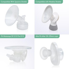 MompMuir 15mm Silicone Flange Inserts Compatible with Momcozy S9 Pro S10 S12 Pro, Paruu P10 P3 R12, TSRETE, kmaier, MomWills, for Spectra S1/S2, Medela Breast Pump, Reduce 24-25mm Tunnel to 15mm, 2pcs