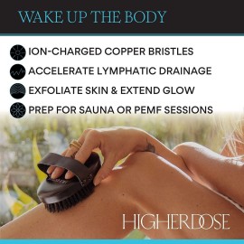 HigherDOSE Supercharge Body Brush Exfoliator - Lymphatic Drainage Dry Brush to Accelerate Drainage of Toxins & Fat with Ion-Charged Copper Bristles - Helps to Reduce Cellulite & Soften Skin HigherDOSE Supercharge Body Brush Exfoliator - Lymphatic Drainage Dry Brush to Accelerate Drainage of Toxins & Fat with Ion-Charged Copper Bristles - Helps to Reduce Cellulite & Soften Skin