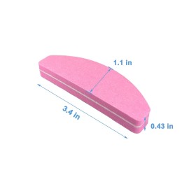 20 PCs Nail Buffers, Double Sided Nail Files Buffer Blocks 100/180 Grit Portable Washable Sanding Buffing File Arc Shape (Pink)