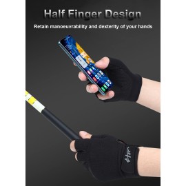 SUJAYU Fingerless Gloves - Fishing, Paddling & Sailing Gloves for Men & Women (Black, L)