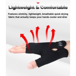 SUJAYU Fingerless Gloves - Fishing, Paddling & Sailing Gloves for Men & Women (Black, L)