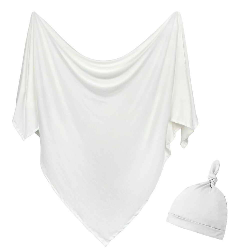 OWLOWLA Newborn Swaddle Set Stretch Wrap Swaddle Receiving Blanket for Baby Boy Girl(Ivory-rm)