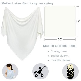 OWLOWLA Newborn Swaddle Set Stretch Wrap Swaddle Receiving Blanket for Baby Boy Girl(Ivory-rm)