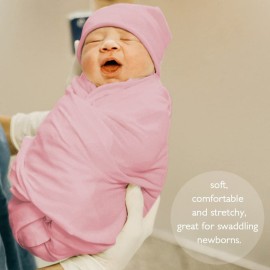 OWLOWLA Newborn Swaddle Set Stretch Wrap Swaddle Receiving Blanket for Baby Boy Girl(Blush-rm)