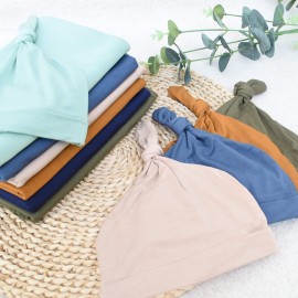 OWLOWLA Newborn Swaddle Set Stretch Wrap Swaddle Receiving Blanket for Baby Boy Girl(Blush-rm)