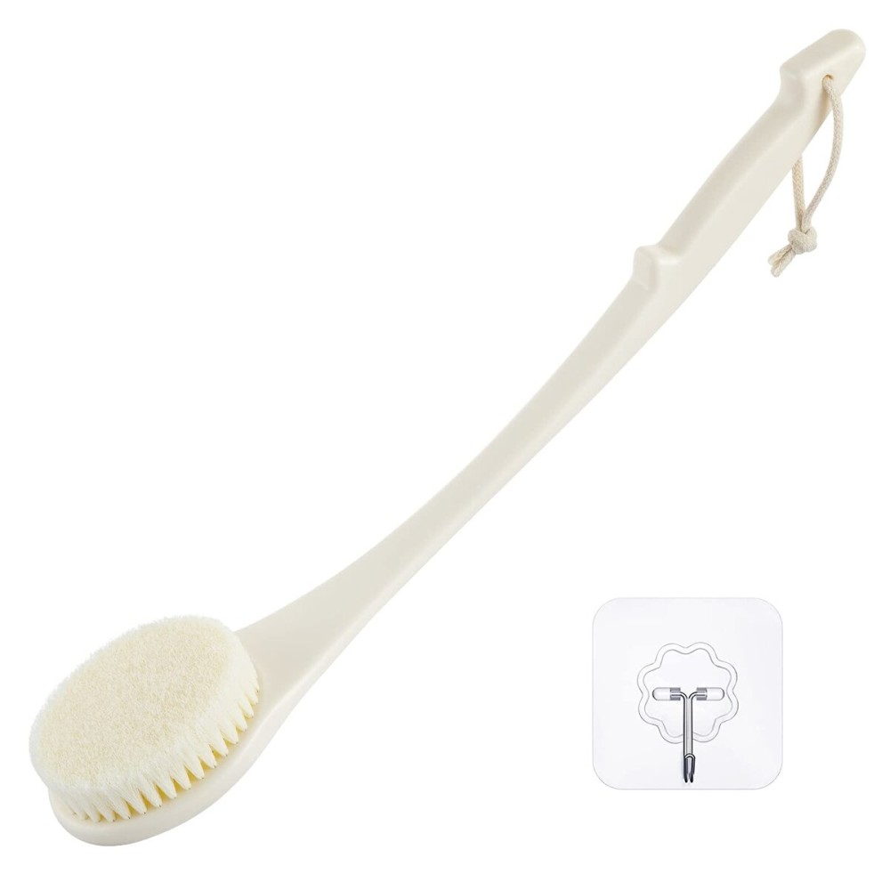 Body Back Scrubber - 17\'\' Long Handle Shower Brush, Anti-Mold Exfoliator for Dry & Wet Use, Deep Cleansing & Gentle Exfoliation for Smooth Skin - for Men, Women & Elderly (Cream White) Body Back Scrubber - 17\'\' Long Handle Shower Brush, Anti-Mold Exfoliator for Dry & Wet Use, Deep Cleansing & Gentle Exfoliation for Smooth Skin - for Men, Women & Elderly (Cream White)