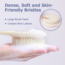 Body Back Scrubber - 17\'\' Long Handle Shower Brush, Anti-Mold Exfoliator for Dry & Wet Use, Deep Cleansing & Gentle Exfoliation for Smooth Skin - for Men, Women & Elderly (Cream White) Body Back Scrubber - 17\'\' Long Handle Shower Brush, Anti-Mold Exfoliator for Dry & Wet Use, Deep Cleansing & Gentle Exfoliation for Smooth Skin - for Men, Women & Elderly (Cream White)