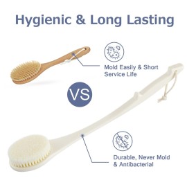 Body Back Scrubber - 17\'\' Long Handle Shower Brush, Anti-Mold Exfoliator for Dry & Wet Use, Deep Cleansing & Gentle Exfoliation for Smooth Skin - for Men, Women & Elderly (Cream White) Body Back Scrubber - 17\'\' Long Handle Shower Brush, Anti-Mold Exfoliator for Dry & Wet Use, Deep Cleansing & Gentle Exfoliation for Smooth Skin - for Men, Women & Elderly (Cream White)