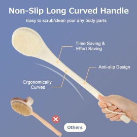 Body Back Scrubber - 17\'\' Long Handle Shower Brush, Anti-Mold Exfoliator for Dry & Wet Use, Deep Cleansing & Gentle Exfoliation for Smooth Skin - for Men, Women & Elderly (Cream White) Body Back Scrubber - 17\'\' Long Handle Shower Brush, Anti-Mold Exfoliator for Dry & Wet Use, Deep Cleansing & Gentle Exfoliation for Smooth Skin - for Men, Women & Elderly (Cream White)