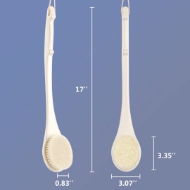 Body Back Scrubber - 17\'\' Long Handle Shower Brush, Anti-Mold Exfoliator for Dry & Wet Use, Deep Cleansing & Gentle Exfoliation for Smooth Skin - for Men, Women & Elderly (Cream White) Body Back Scrubber - 17\'\' Long Handle Shower Brush, Anti-Mold Exfoliator for Dry & Wet Use, Deep Cleansing & Gentle Exfoliation for Smooth Skin - for Men, Women & Elderly (Cream White)